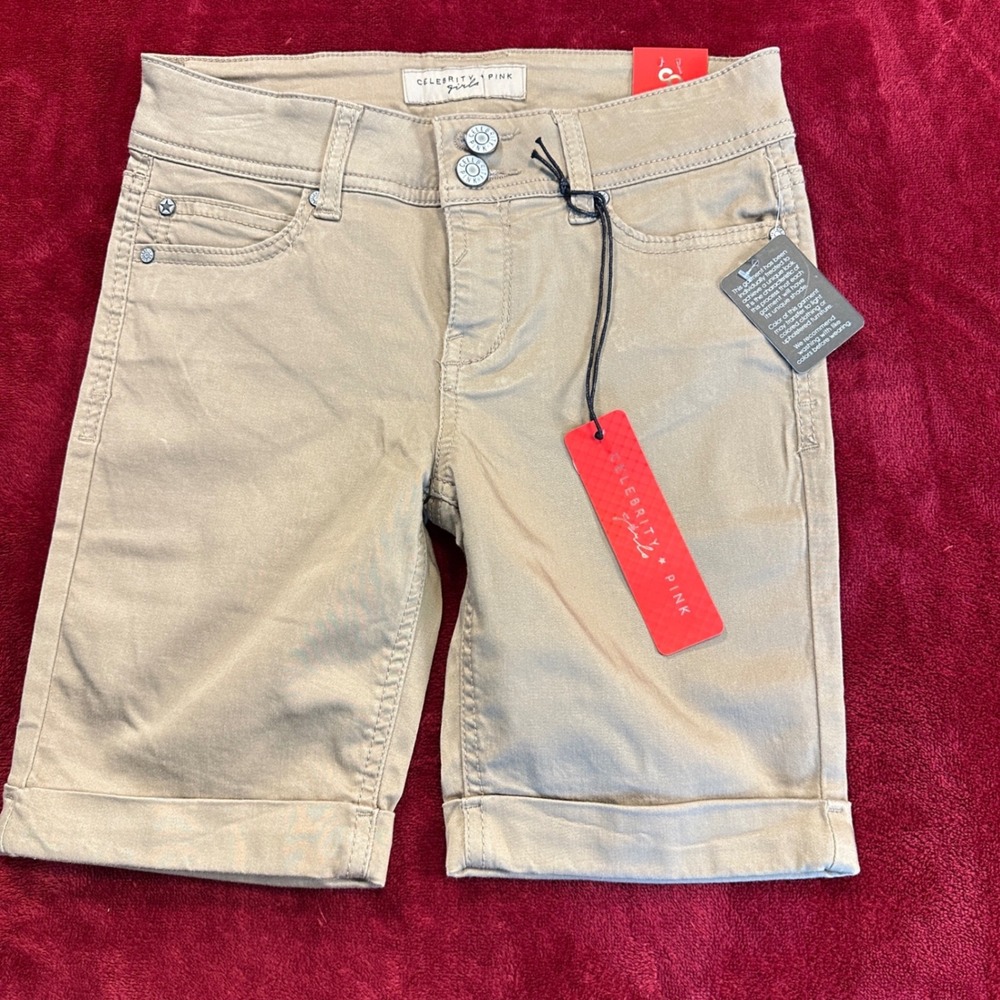 Celebrity Pink Girls Bermuda Shorts Khaki‎ Tan Size 10 NWT CK30820Z35